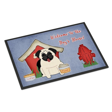 Carolines Treasures Dog House Collection Pug Cream Indoor or Outdoor Mat, 18 x 0.25 x 27 in. BB2758MAT